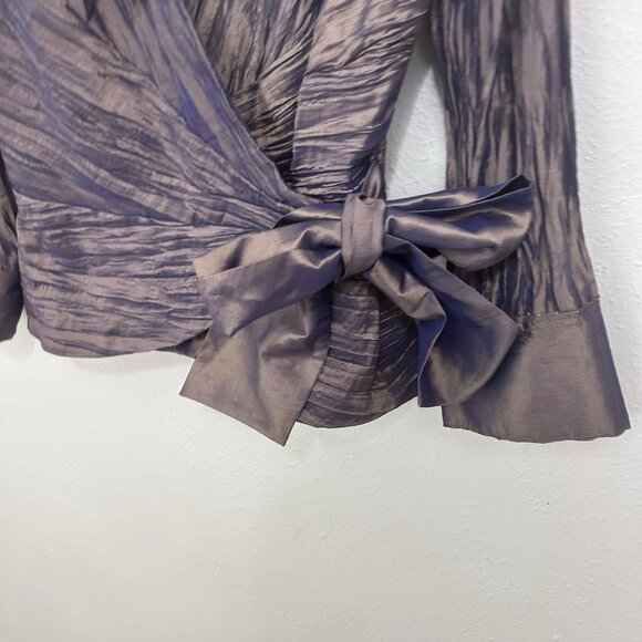 Vintage Y2K Cachet Iridescence Crossover Wrap Top Purple Size 12 Party Holiday - Picture 4 of 11